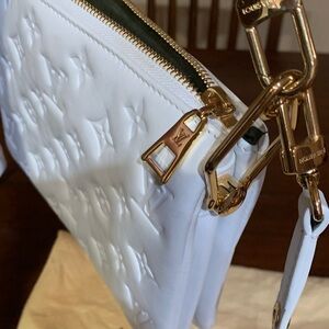 Authentic Louis Vuitton rare cushion pure white purse w/ golden hardware/ strap